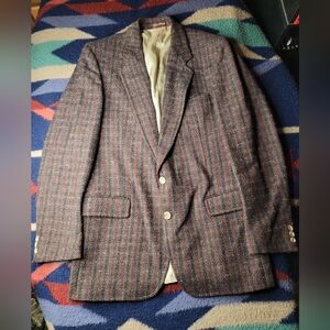 Vintage Ralph Lauren Chaps Virgin Wool Blazer Mens 40R Plaid 2 Button Canada